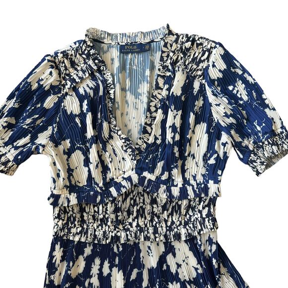 Polo Ralph Lauren Blue Floral Mini Dress Pleated - Picture 5 of 12